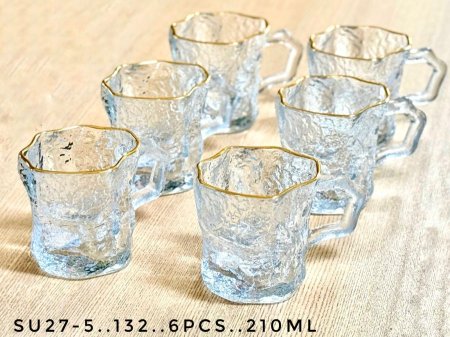 طقم كاسات شاي مثلج مع حز ذهبي